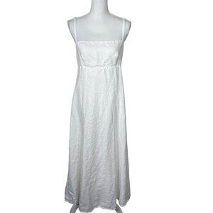 REFORMATION Linen Maxi Sundress Tie Straps White Sz 6 EUC